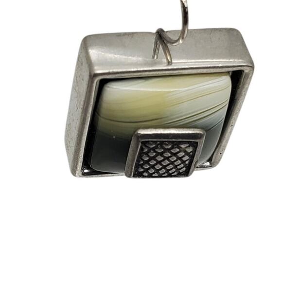 Ben Amun Designer Earrings Silver Tone Square Geometric Dangle Statement Modern - Picture 8 of 10